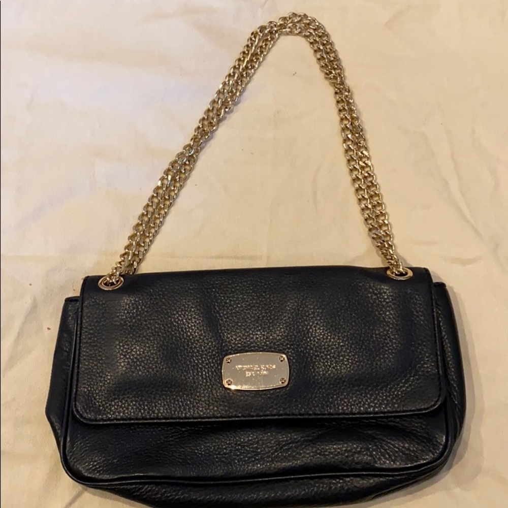 Michael Kors black and gold leather shoulder bag